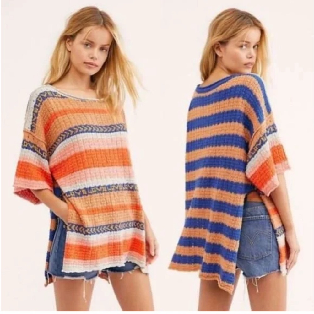 Free People Hidden Love Sweater Short Sleeve Size S